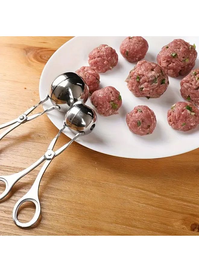 أداة صغيرة وكبيرة لصنع كرات اللحم من الفولاذ المقاوم للصدأ بمقابض غير قابلة للانزلاق وسطح غير لاصق - Image 2